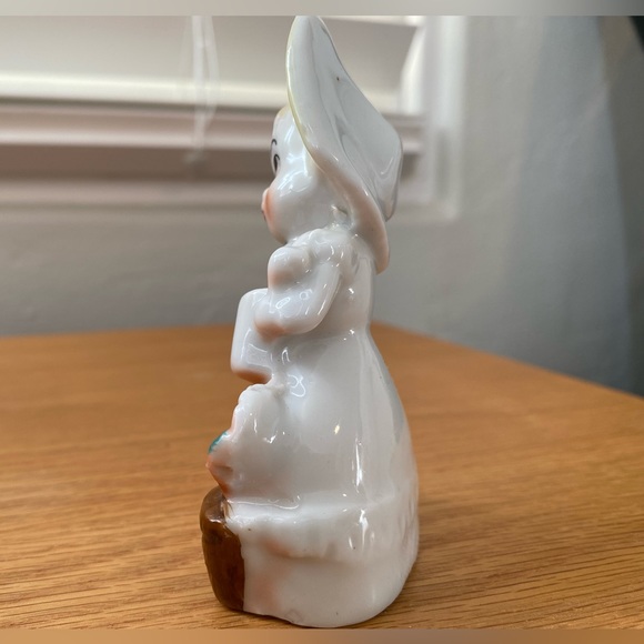 Napco Lefton Japan porcelain farmer girl watering can hat plant gardening 🪴 vtg - Picture 2 of 6